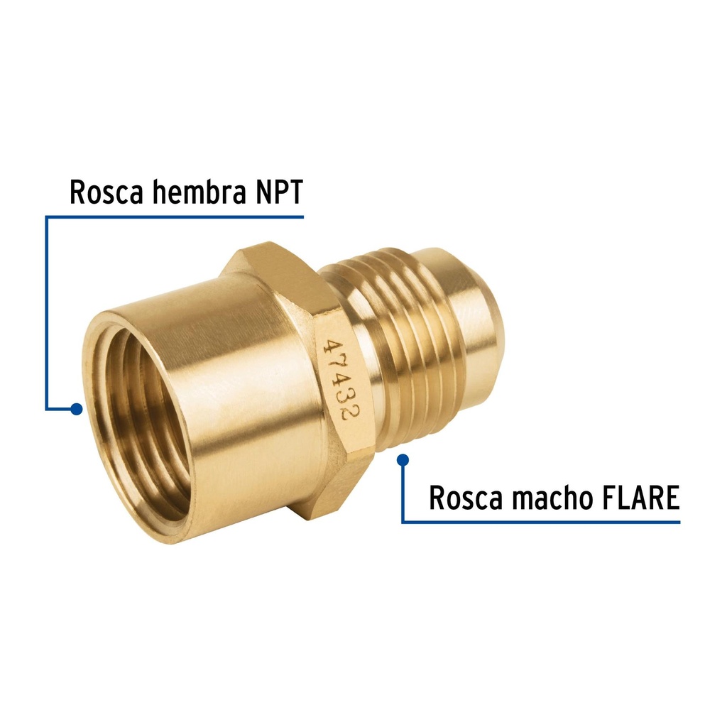 Niple campana de latón de 1/2' X 1/2', Foset