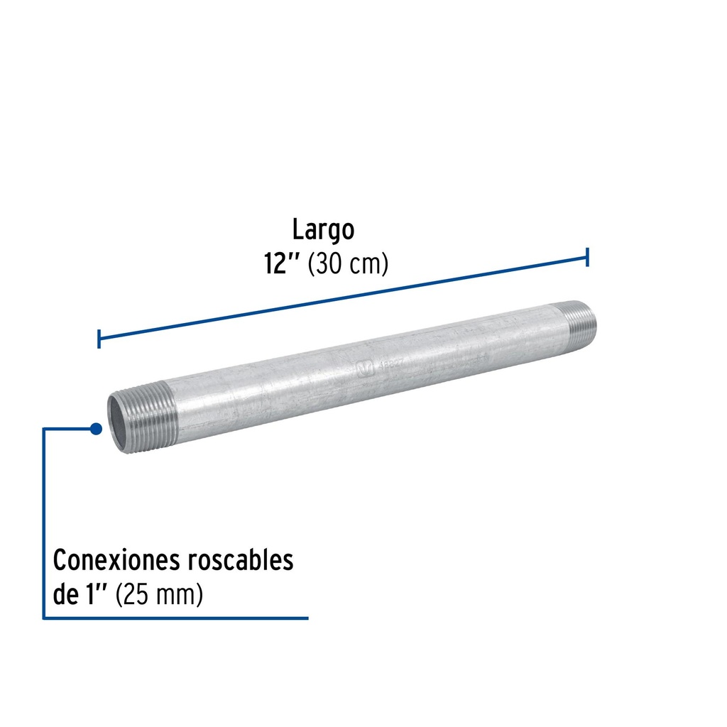 Niple de acero galvanizado 1 x 12', Foset