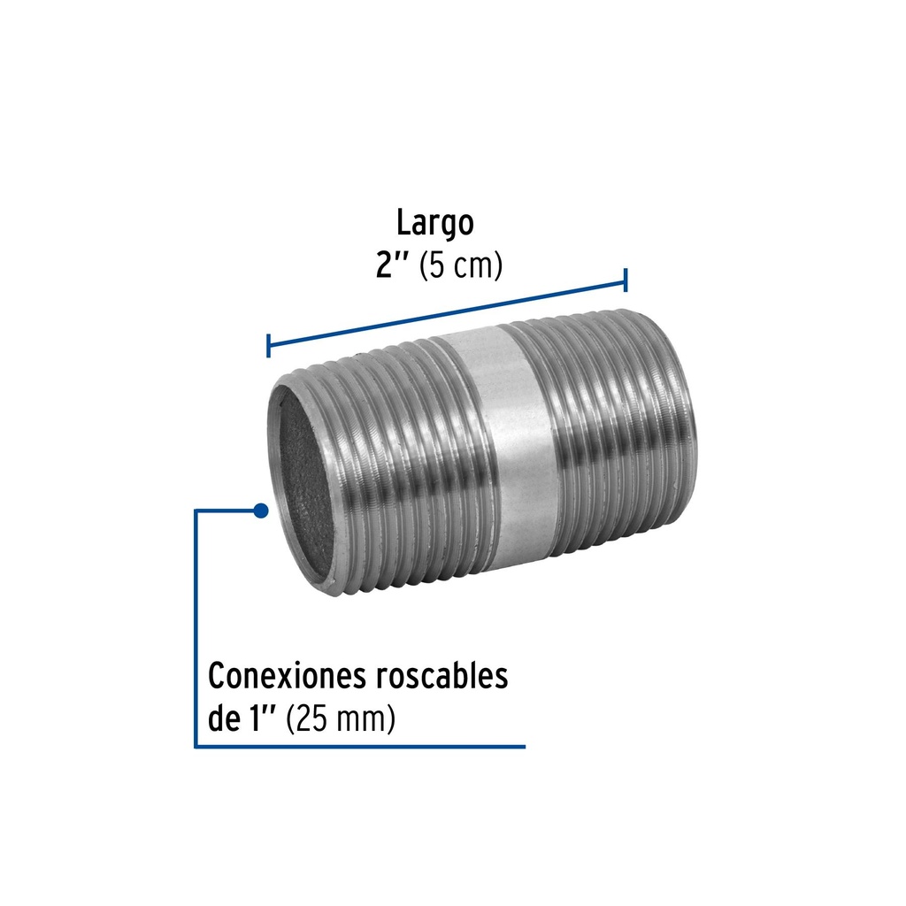 Niple de acero galvanizado 1' x 2', Foset