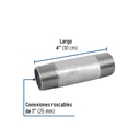 Niple de acero galvanizado 1' x 4', Foset