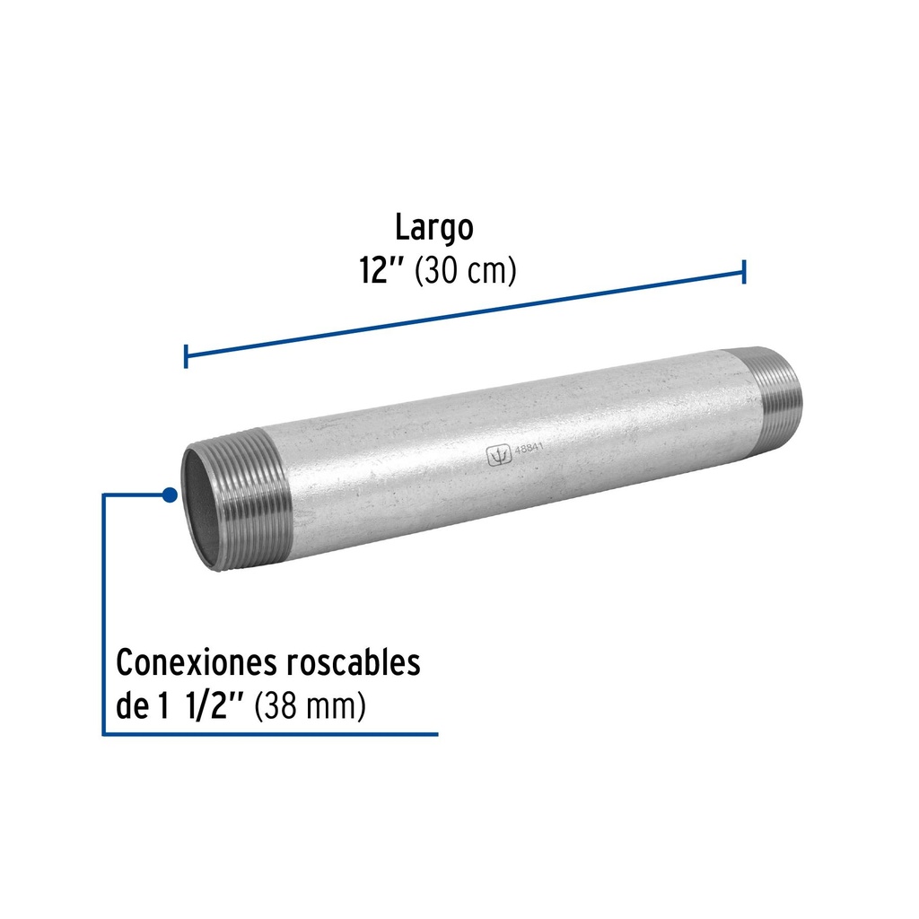 Niple de acero galvanizado 1-1/2 x 12', Foset