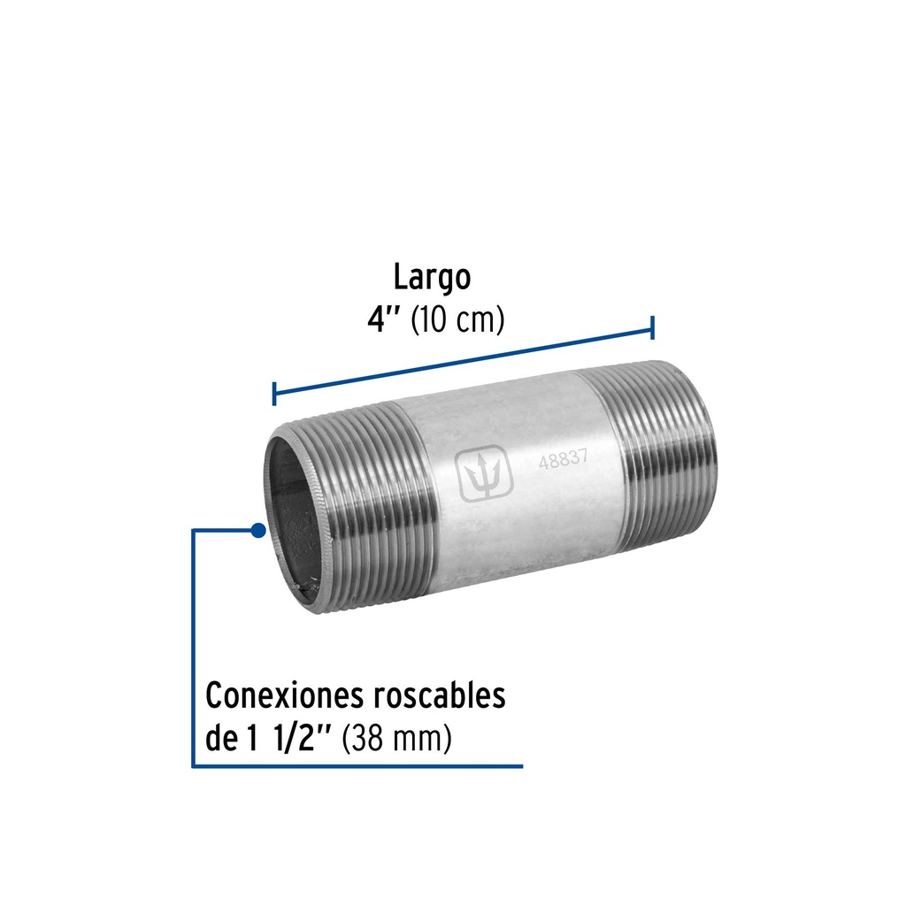 Niple de acero galvanizado 1-1/2 x 4', Foset