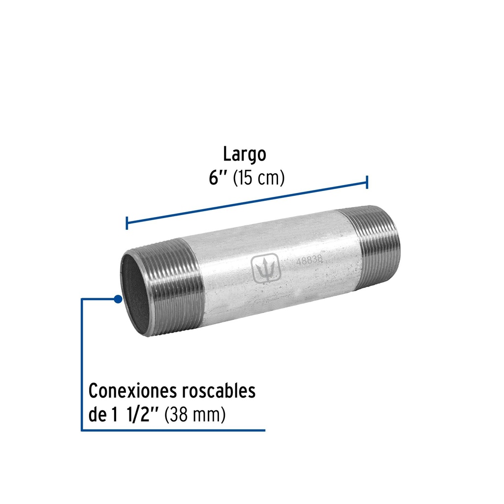 Niple de acero galvanizado 1-1/2 x 8', Foset