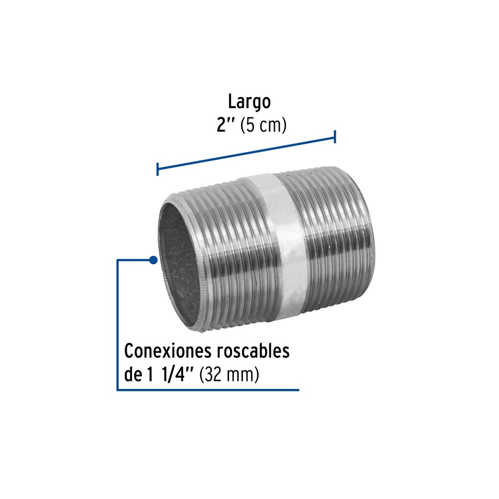 Niple de acero galvanizado 1-1/4 x 2', Foset