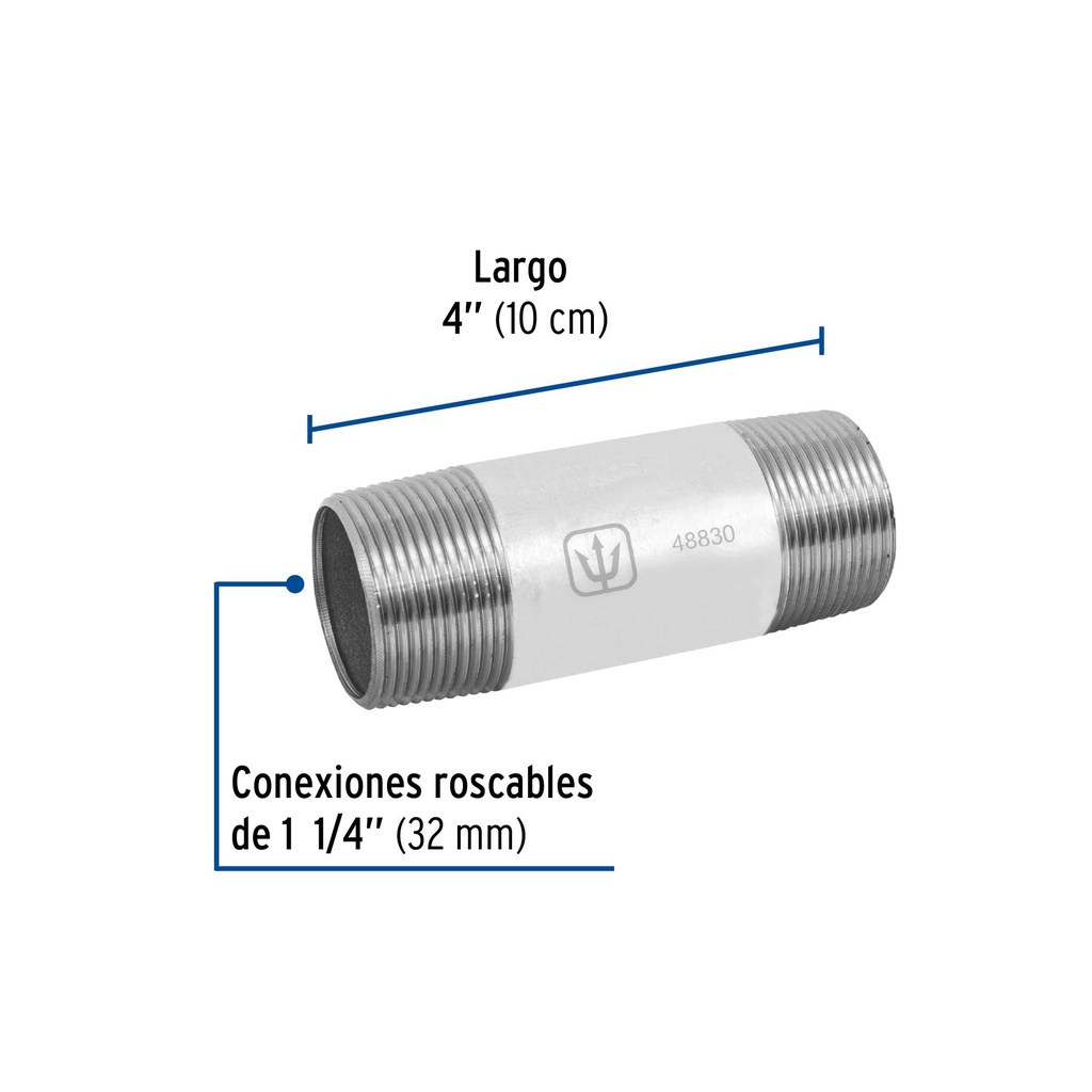 Niple de acero galvanizado 1-1/4 x 4', Foset