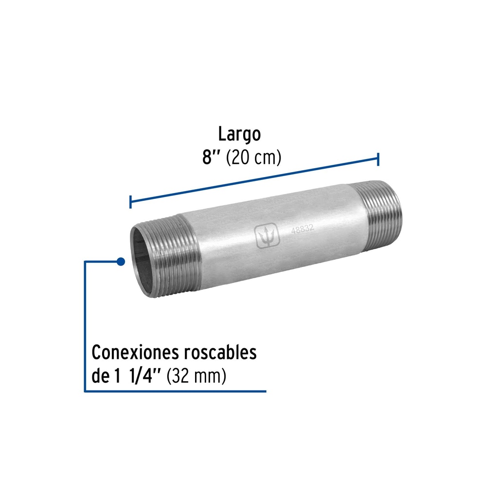 Niple de acero galvanizado 1-1/4 x 8', Foset