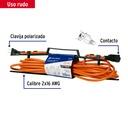 Extensión eléctrica uso rudo 10 m 2x16 AWG para 1 clavija