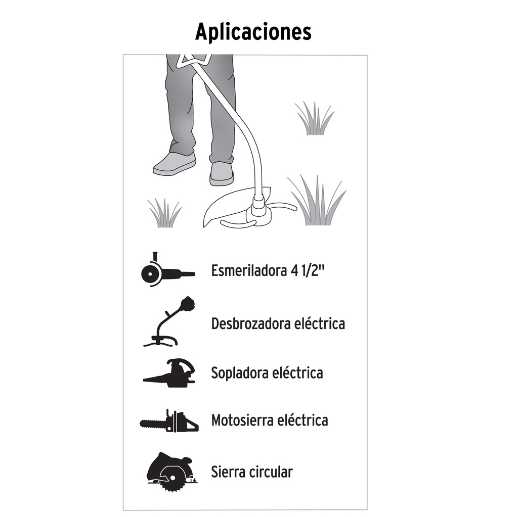 Extensión eléctrica uso rudo 15 m 2x16 AWG para 1 clavija