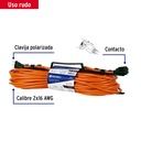 Extensión eléctrica uso rudo 30 m 2x16 AWG para 1 clavija