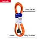 Extensión eléctrica uso rudo 6m 2x16 AWG para 1 clavija