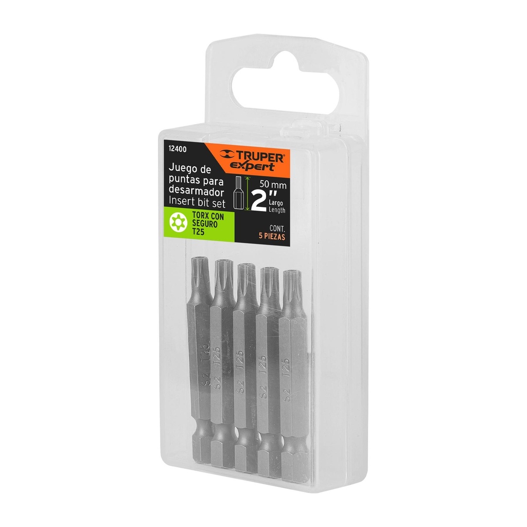 Estuche con 5 puntas torx T25 con seguro largo 2', Expert