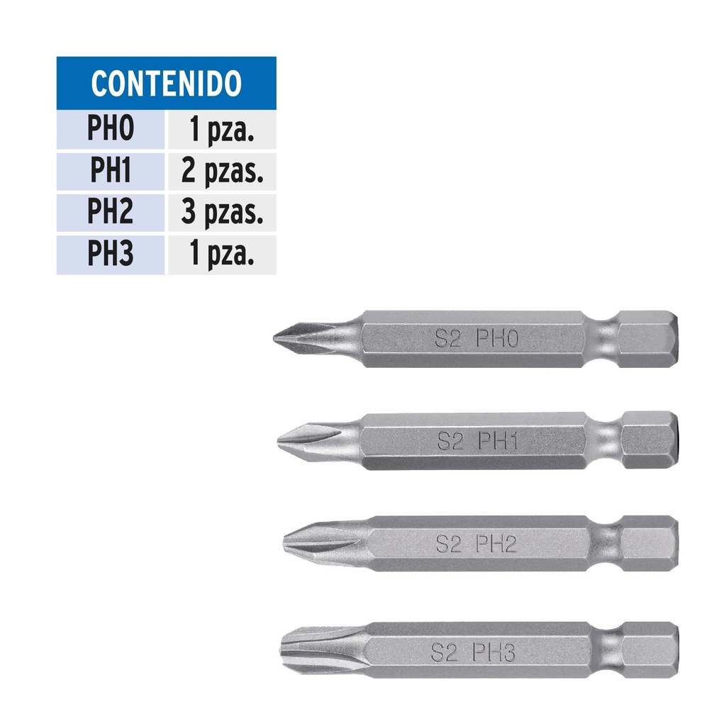 Estuche con 7 puntas de cruz combinadas largo 2', Expert