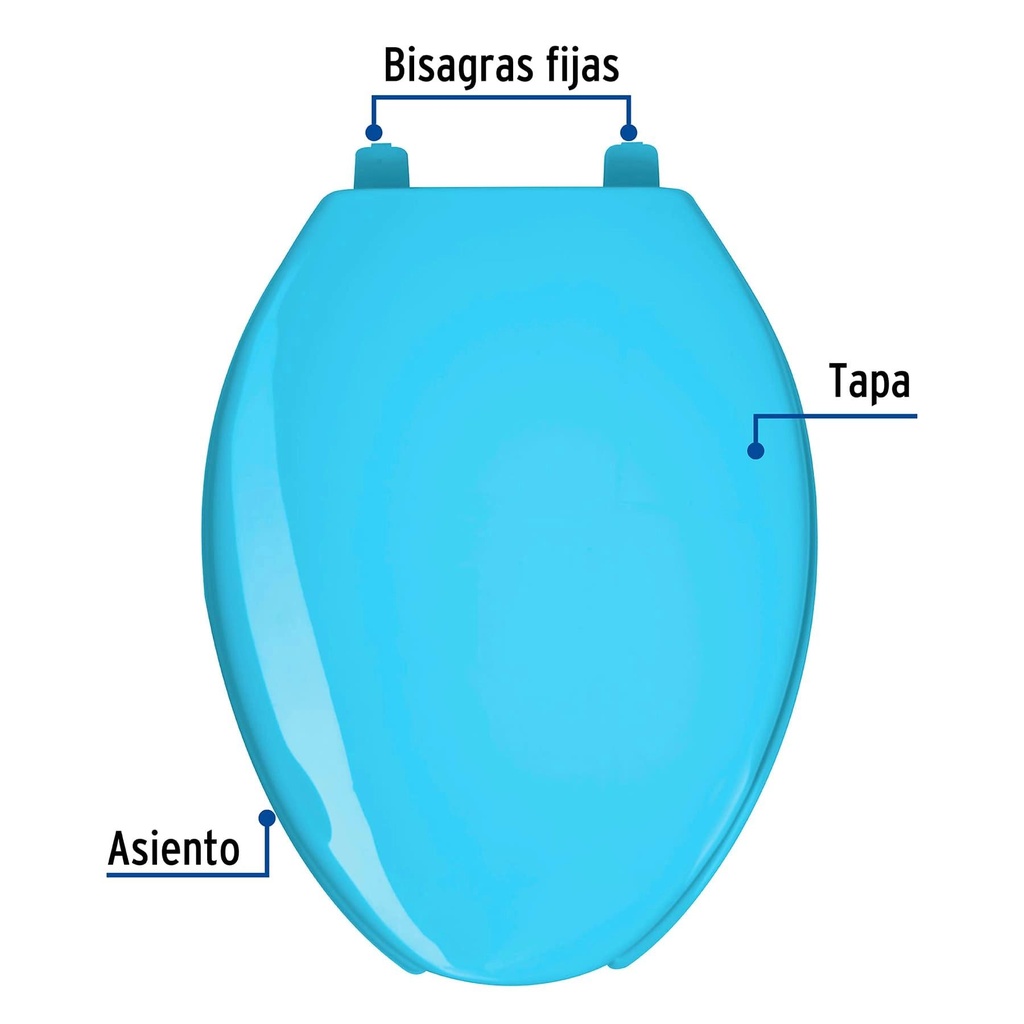 Asiento alargado para WC, abierto, azul, Foset