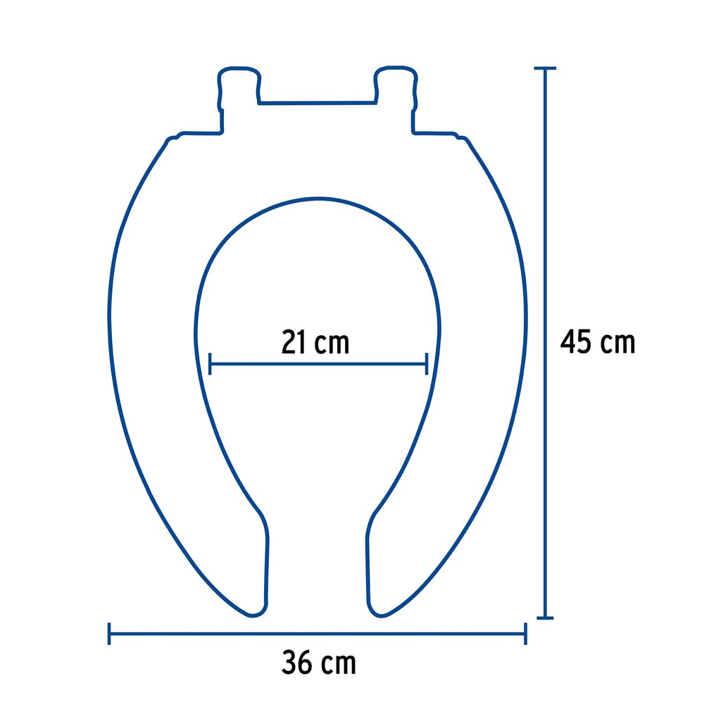 Asiento alargado para WC, abierto, azul, Foset