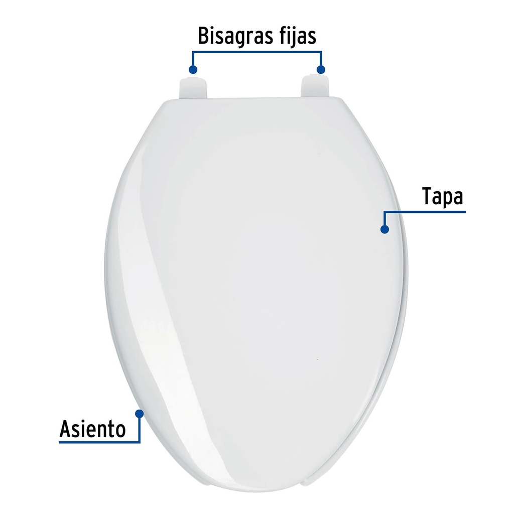 Asiento alargado para WC, abierto,blanco, Foset