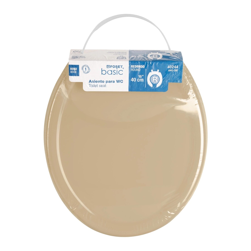 Asiento ligero con tapa para WC, beige, Foset Basic