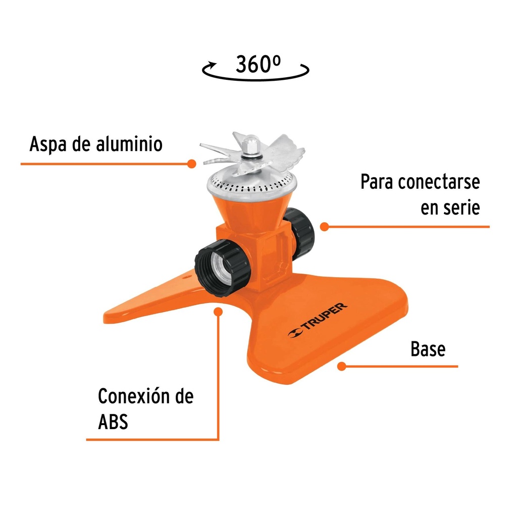 Aspersor base de acero con aspas, Truper