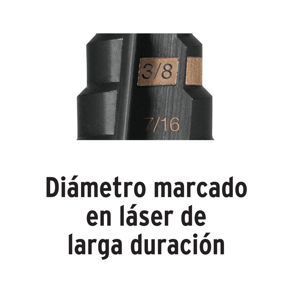 Broca escalonada óxido negro 12 escalones 3/16' a 7/8?