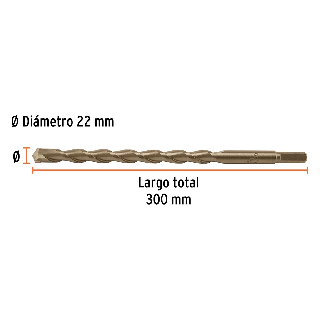 Broca para concreto 22 x 300 mm, Truper