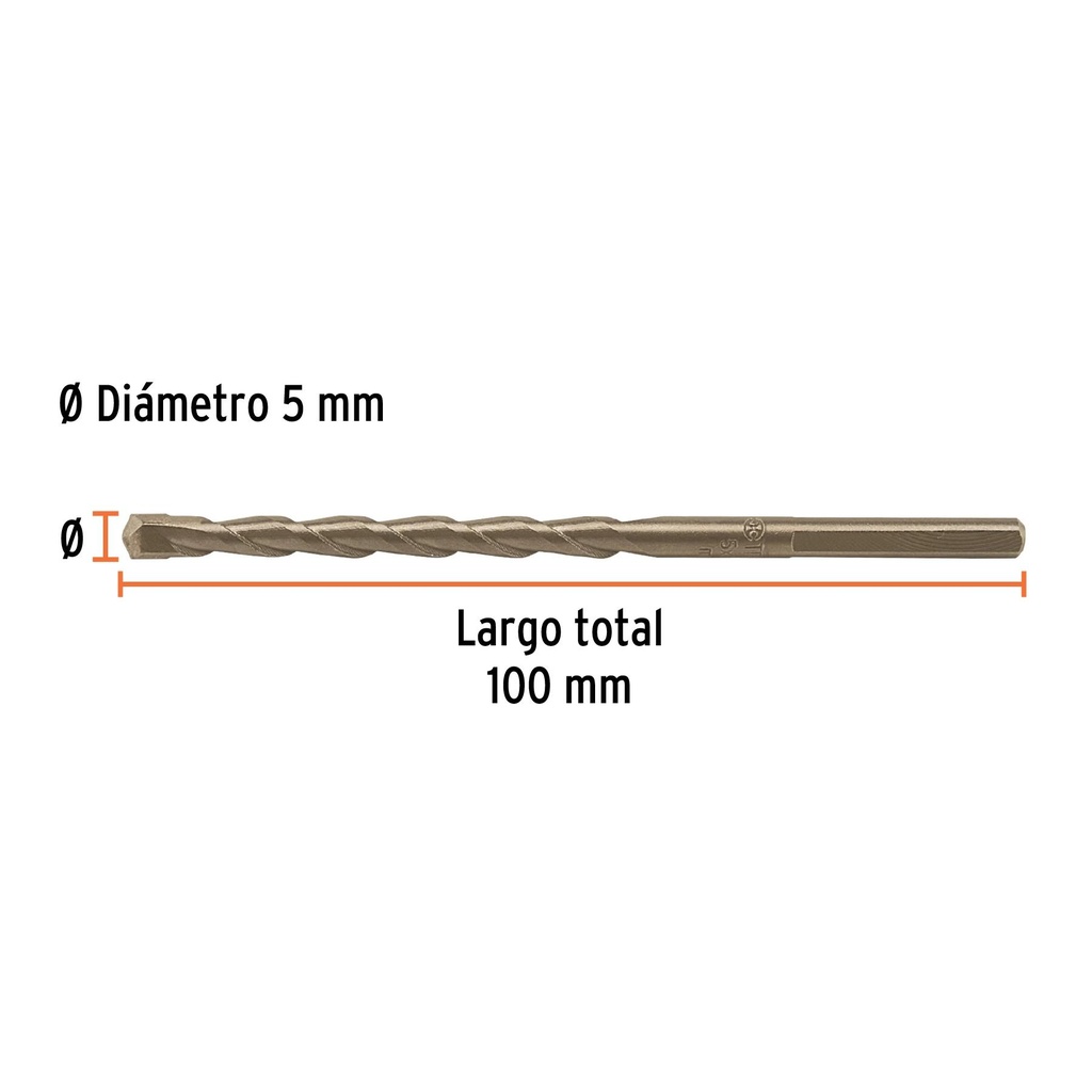 Broca para concreto 5 x 100 mm, Truper