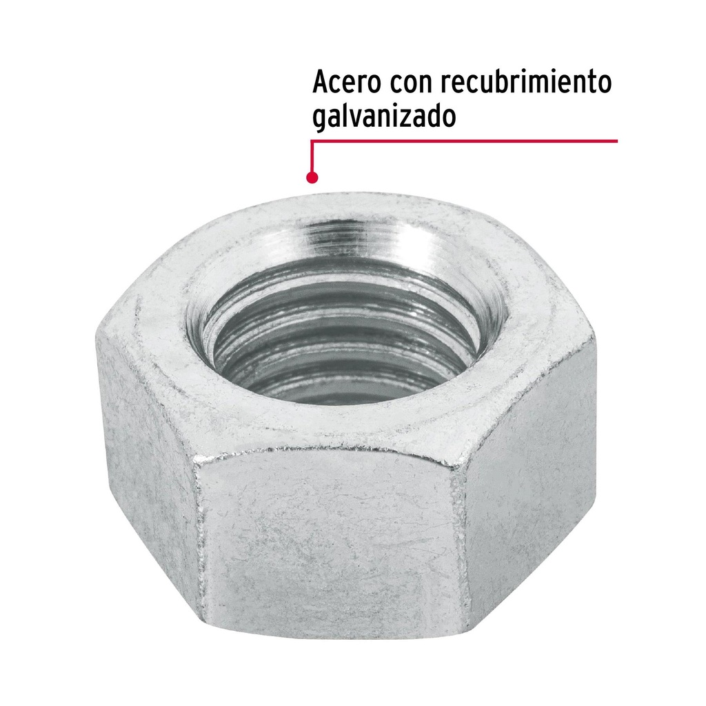 Bolsa con 25 tuercas 5/8' hexagonales de acero galvanizado