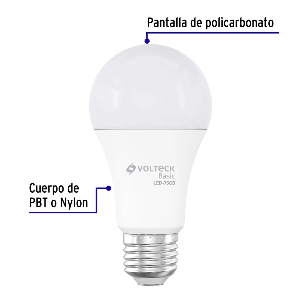 Lámpara LED A19 10 W (equiv. 75 W), luz cálida, caja, Basic