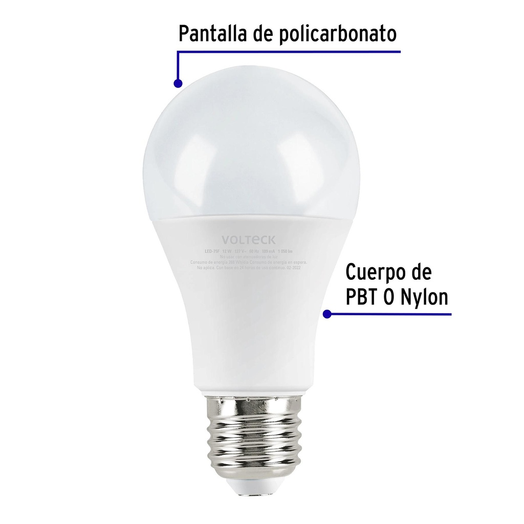 Lámpara LED A19 12 W (equiv. 75 W), luz de día, blíster