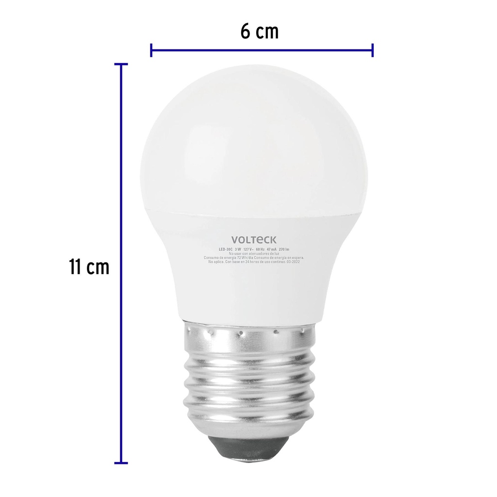 Lámpara LED A19 3 W (equiv. 25 W), luz cálida, blíster