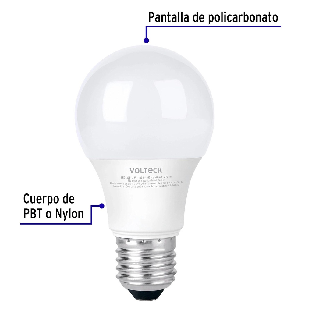 Lámpara LED A19 3 W (equiv. 25 W), luz de día, blíster