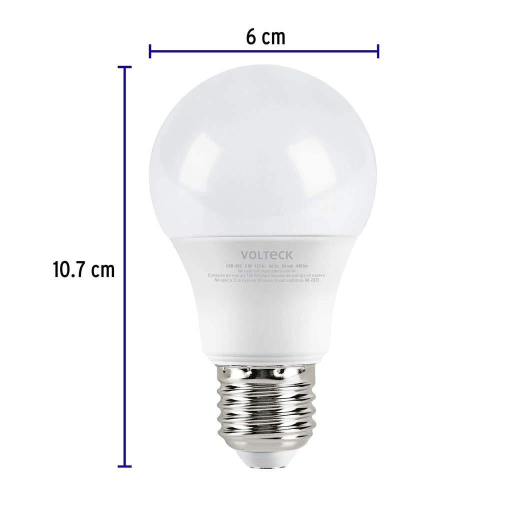 Lámpara LED A19 6 W (equiv. 40 W), luz cálida, blíster