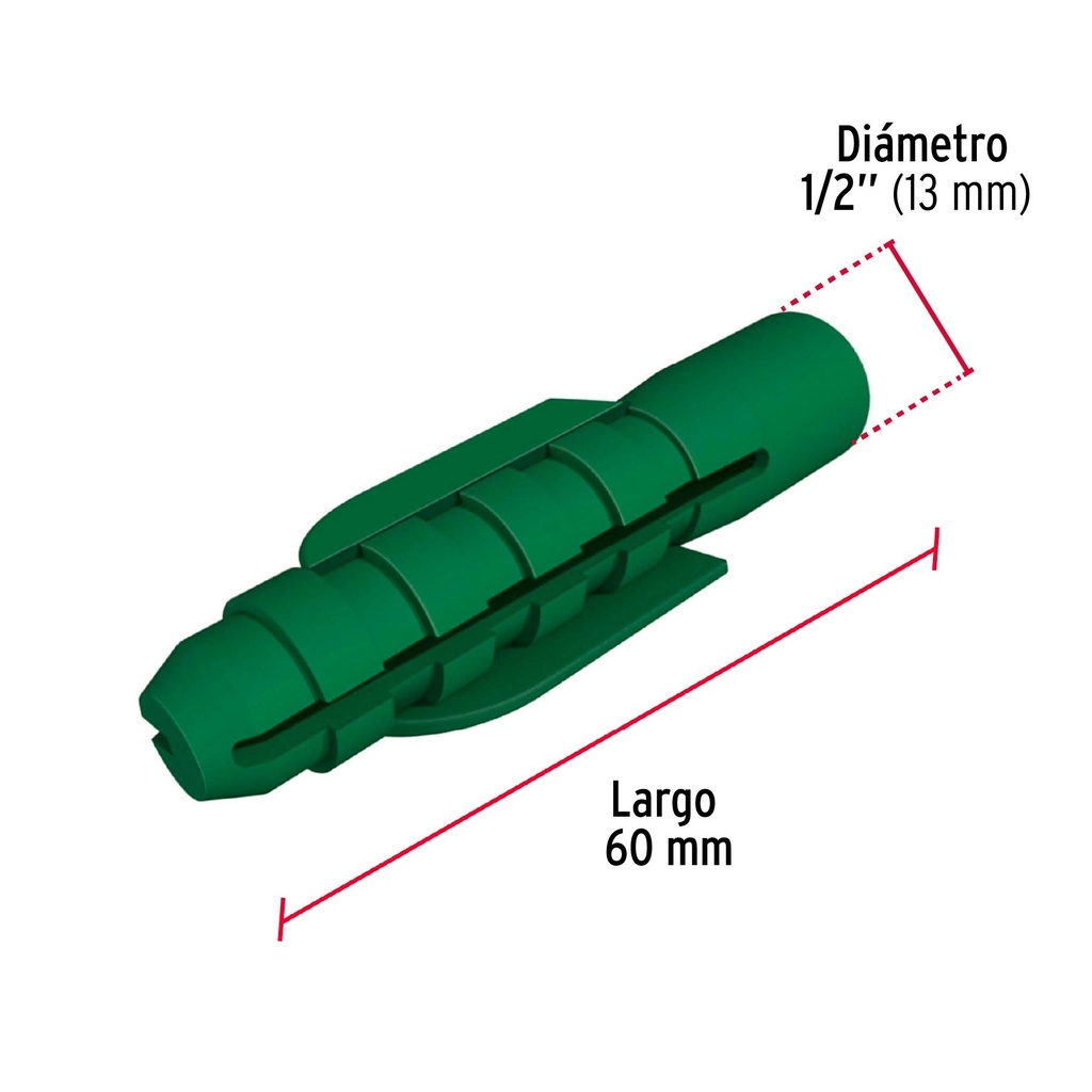 Bolsa con 50 taquetes de plástico 1/2', Fiero