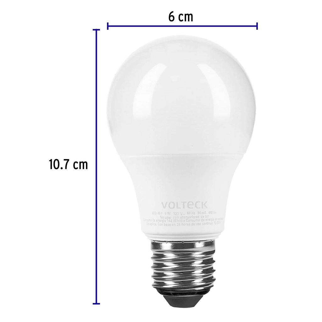 Lámpara LED A19 6 W (equiv. 40 W), luz de día, blíster