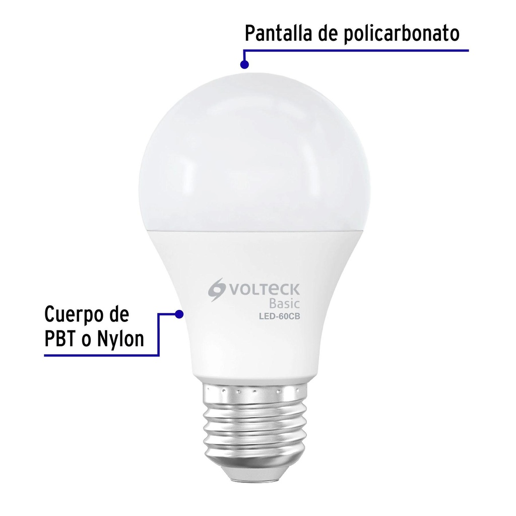 Lámpara LED A19 8 W (equiv. 60 W), luz cálida, caja, Basic