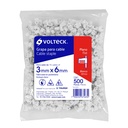 Bolsa con 500 grapas blancas de 3 X 6 mm para cable plano