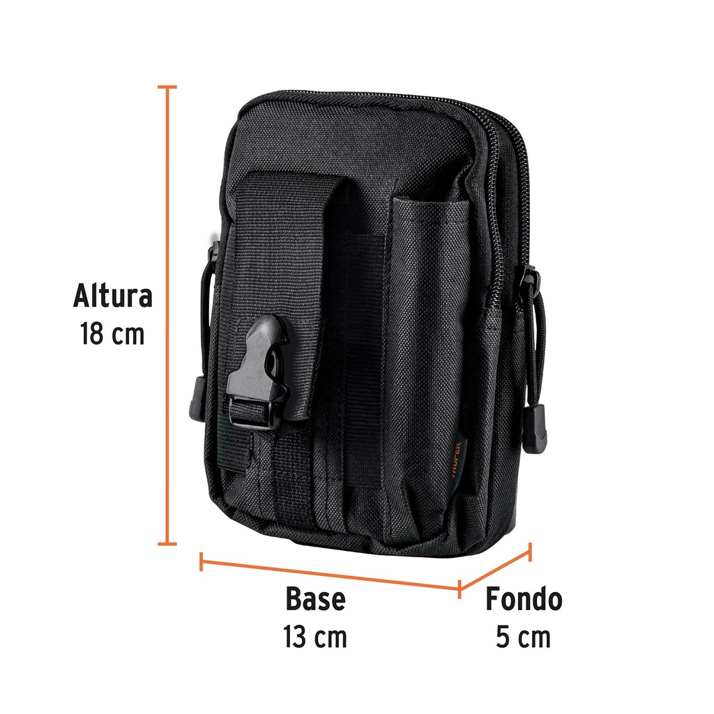 Bolso táctico negro para cinturón, Truper