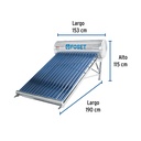 Calentador solar de agua de 15 tubos 180 L, 5 personas