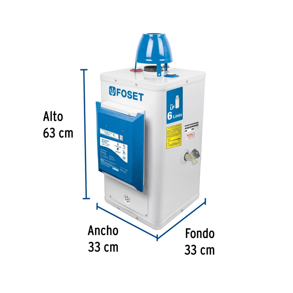 Calentador electrónico de paso 6 L 1 servicio gas L.P.