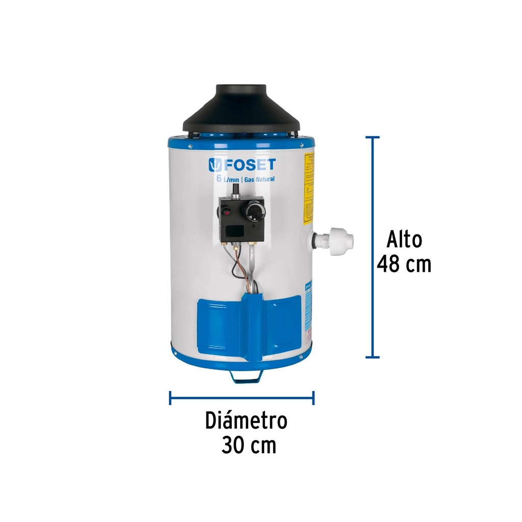 Calentador de paso 6L 1 servicio gas nat. piezo eléct., Fose