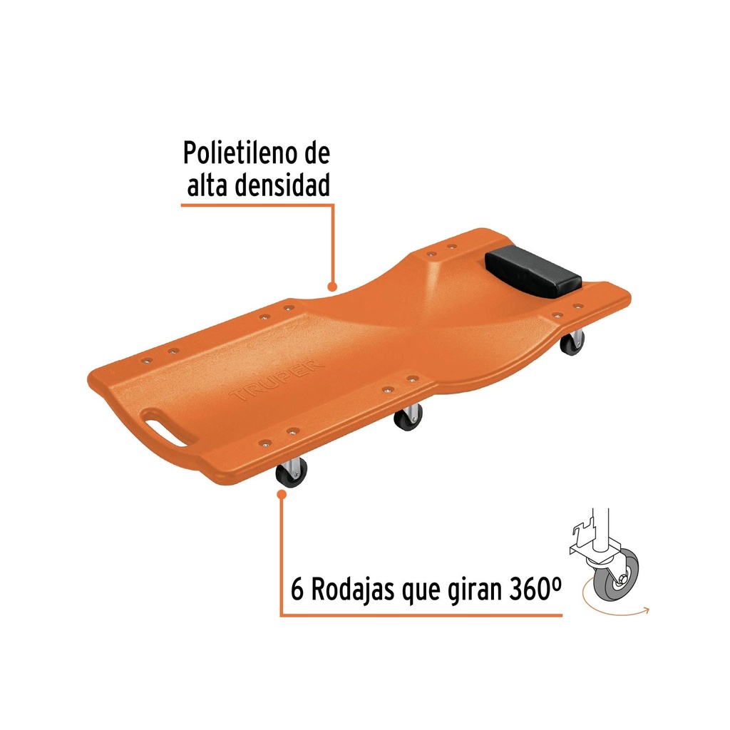 Cama de plástico 36' para mecánico, Truper