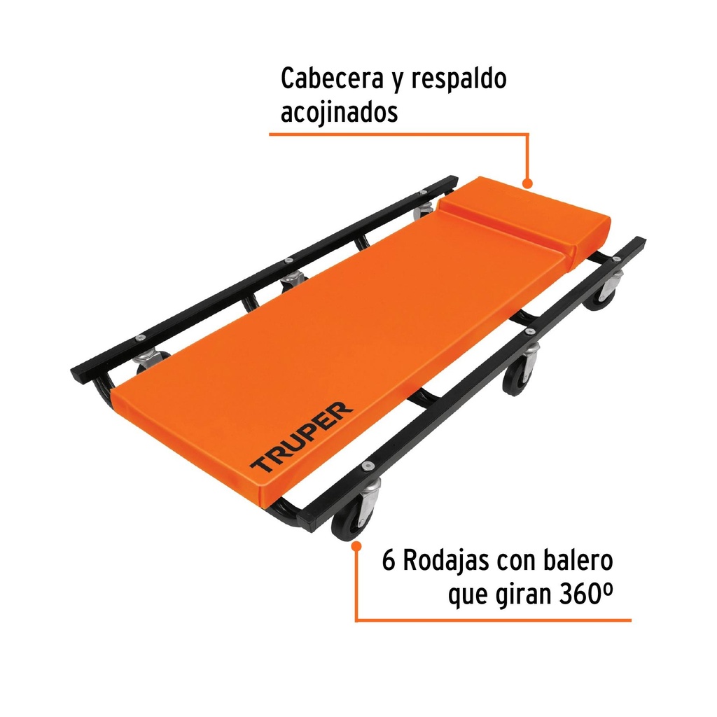 Cama de acero 36' para mecánico, Truper