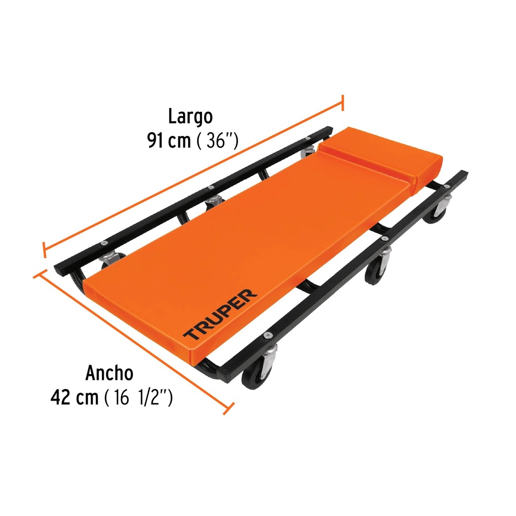 Cama de acero 36' para mecánico, Truper