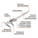 Calibrador vernier digital 6' acero inox, std y mm, Truper