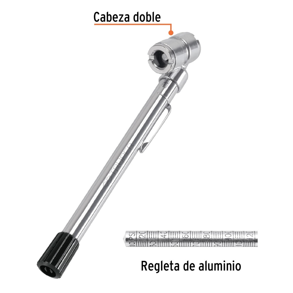 Calibrador de presión 120 psi cabeza doble, Truper