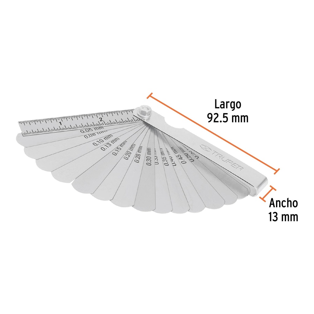 Calibrador de 15 hojas std / mm, Truper