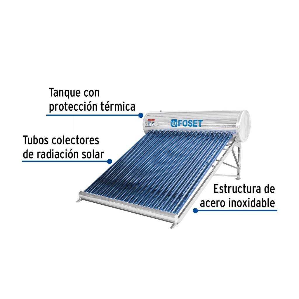 Calentador solar de agua de 20 tubos 240 L, 7 personas