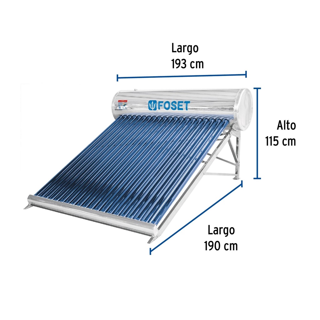 Calentador solar de agua de 20 tubos 240 L, 7 personas