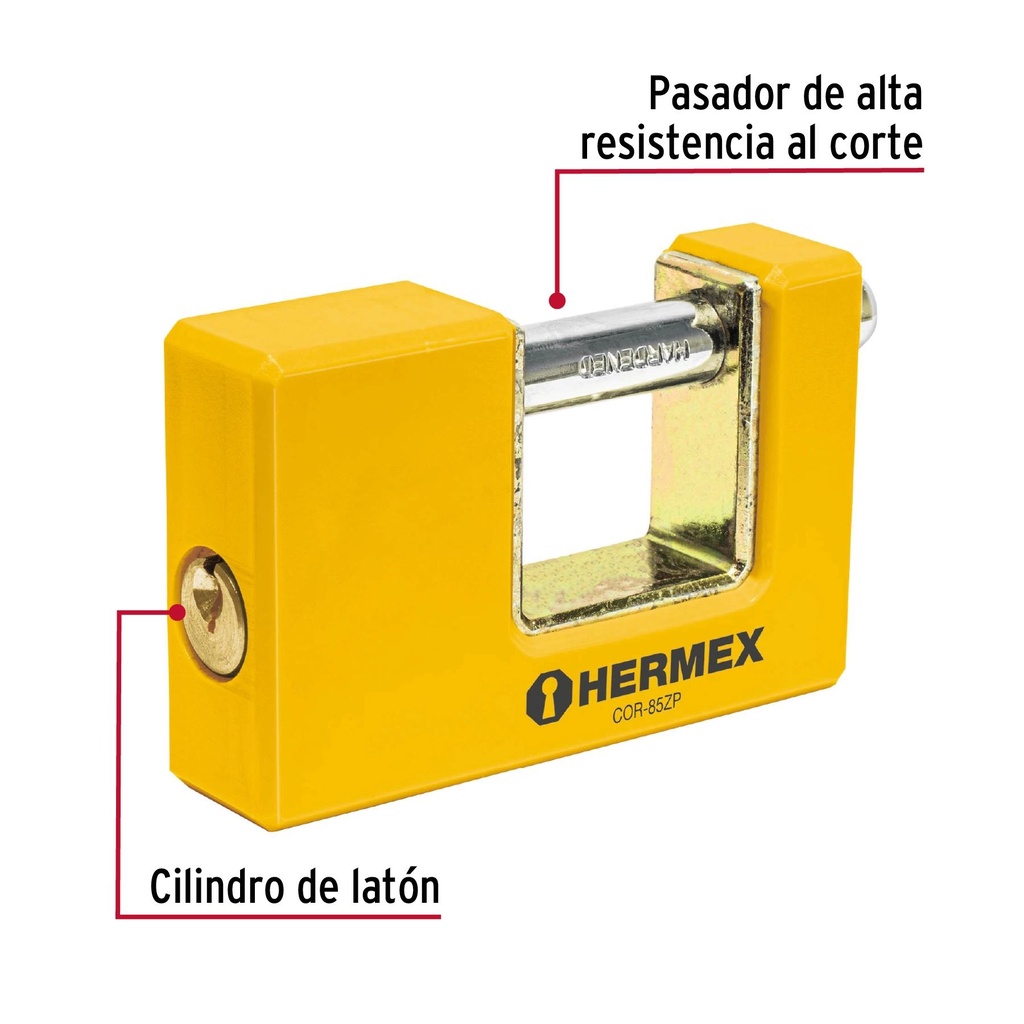 Candado antipalanca 85 mm cuerpo metálico, Hermex Basic