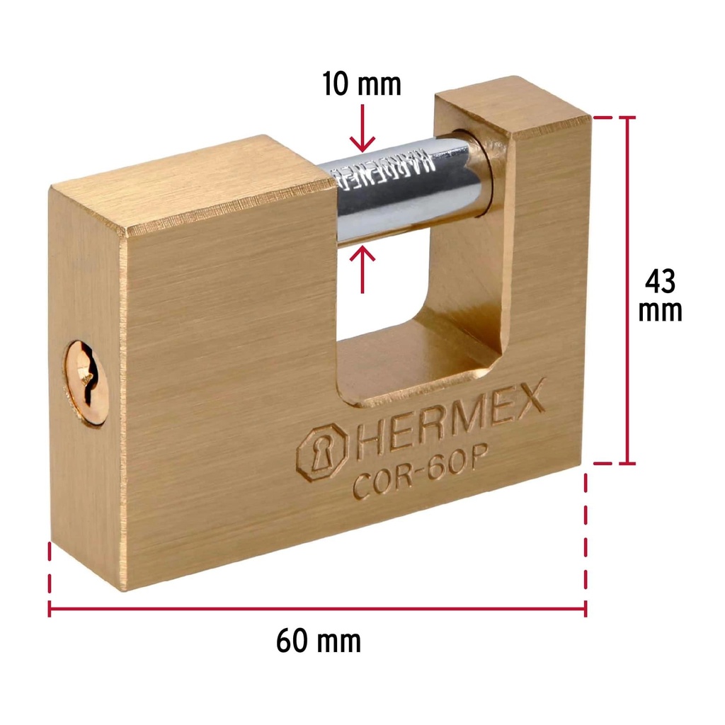 Candado antipalanca 60 mm cuerpo de latón, Hermex Basic