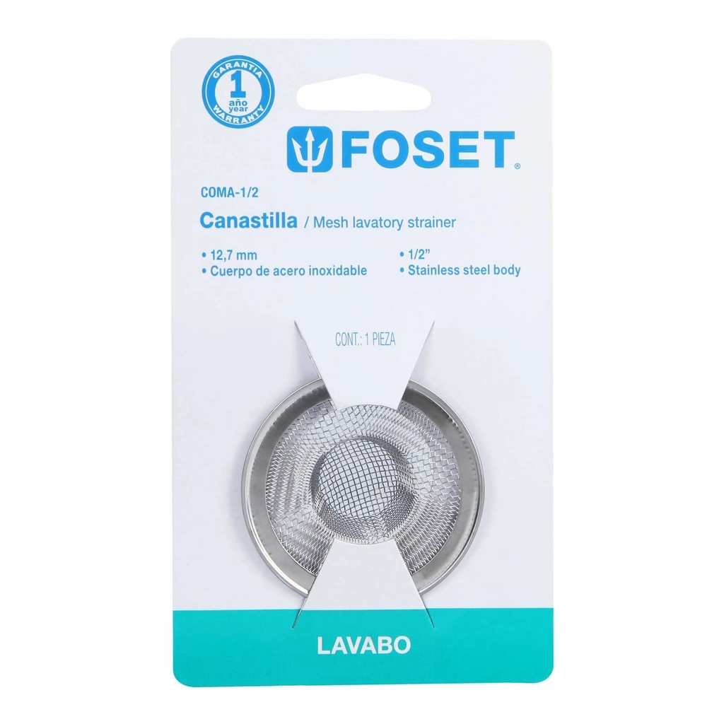 Canastilla-malla 1/2' para lavabo, Foset