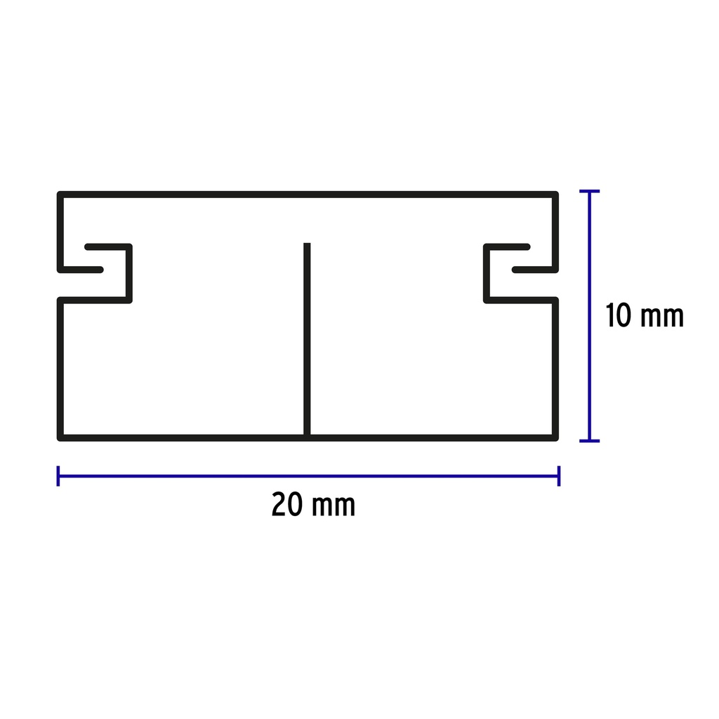 Canaleta de 2 vías 10 x 20, con división, Volteck